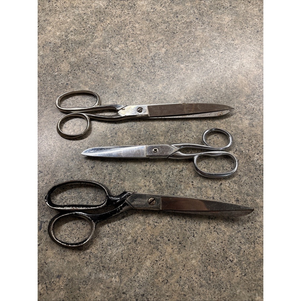 Vintage Metal Sewing Scissors Boker, Richard's, Voss Cut Co Lot Of 3